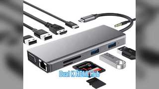 0 In  USB C Hub Dual K 60Hz HDMI Adapter